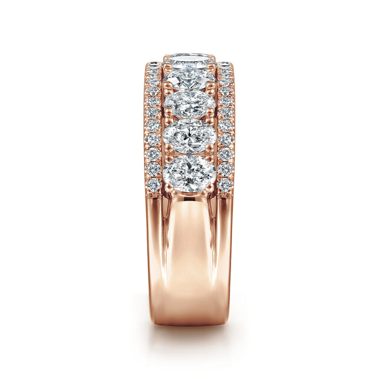Fancy Wedding Ring in 14k Rose Gold with Oval Natural Diamond at Gabriel & Co. - Shot 4