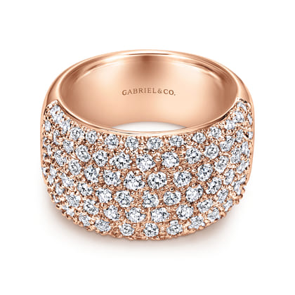 Wide 14K Rose Gold Pave Diamond Anniversary Band