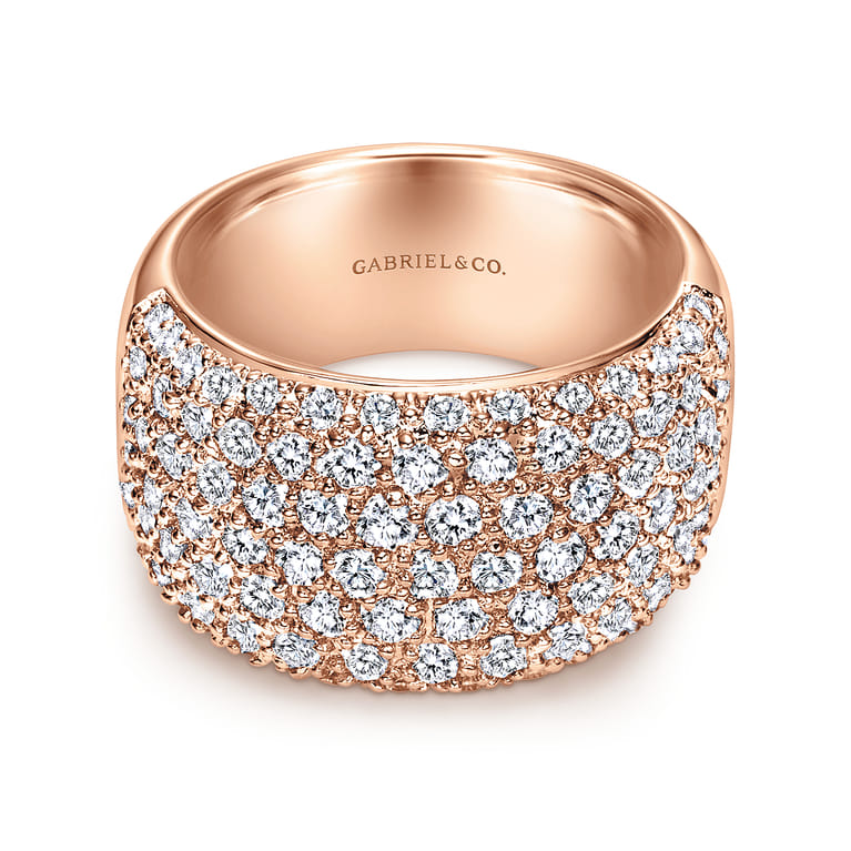 Fancy Wedding Ring in 14k Rose Gold with Round Natural Diamond at Gabriel & Co. - Shot 1