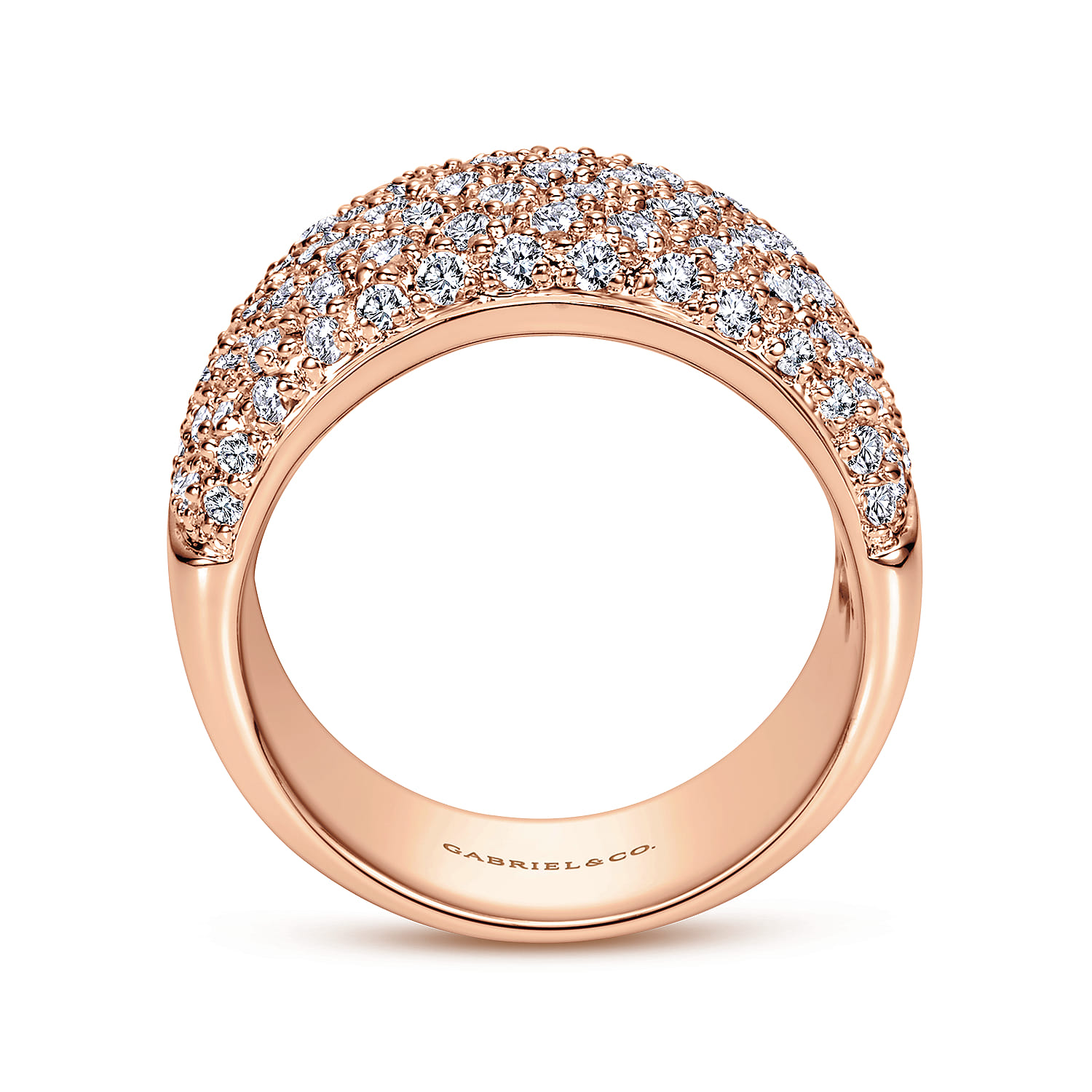 Fancy Wedding Ring in 14k Rose Gold with Round Natural Diamond at Gabriel & Co. - Shot 2