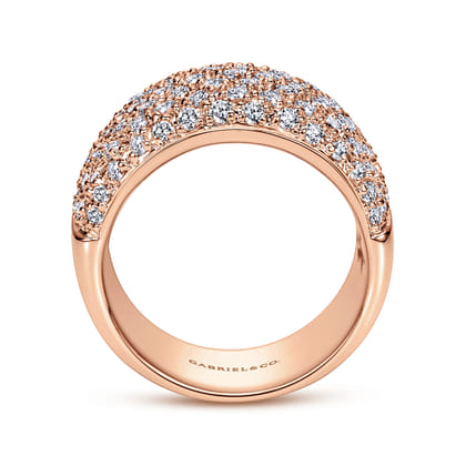 Wide 14K Rose Gold Pave Diamond Anniversary Band