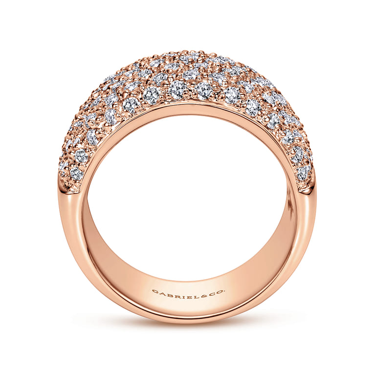 Fancy Wedding Ring in 14k Rose Gold with Round Natural Diamond at Gabriel & Co. - Shot 2