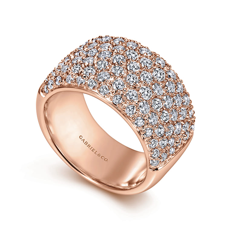 Fancy Wedding Ring in 14k Rose Gold with Round Natural Diamond at Gabriel & Co. - Shot 3