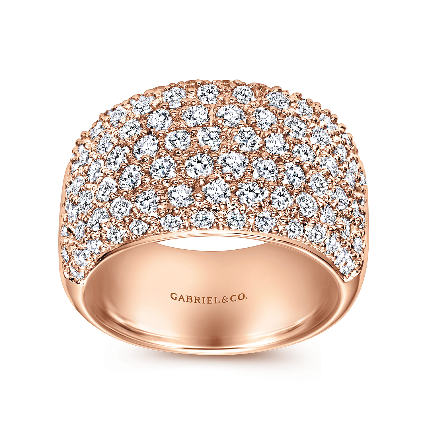 Fancy Wedding Ring in 14k Rose Gold with Round Natural Diamond at Gabriel & Co. - Shot 4