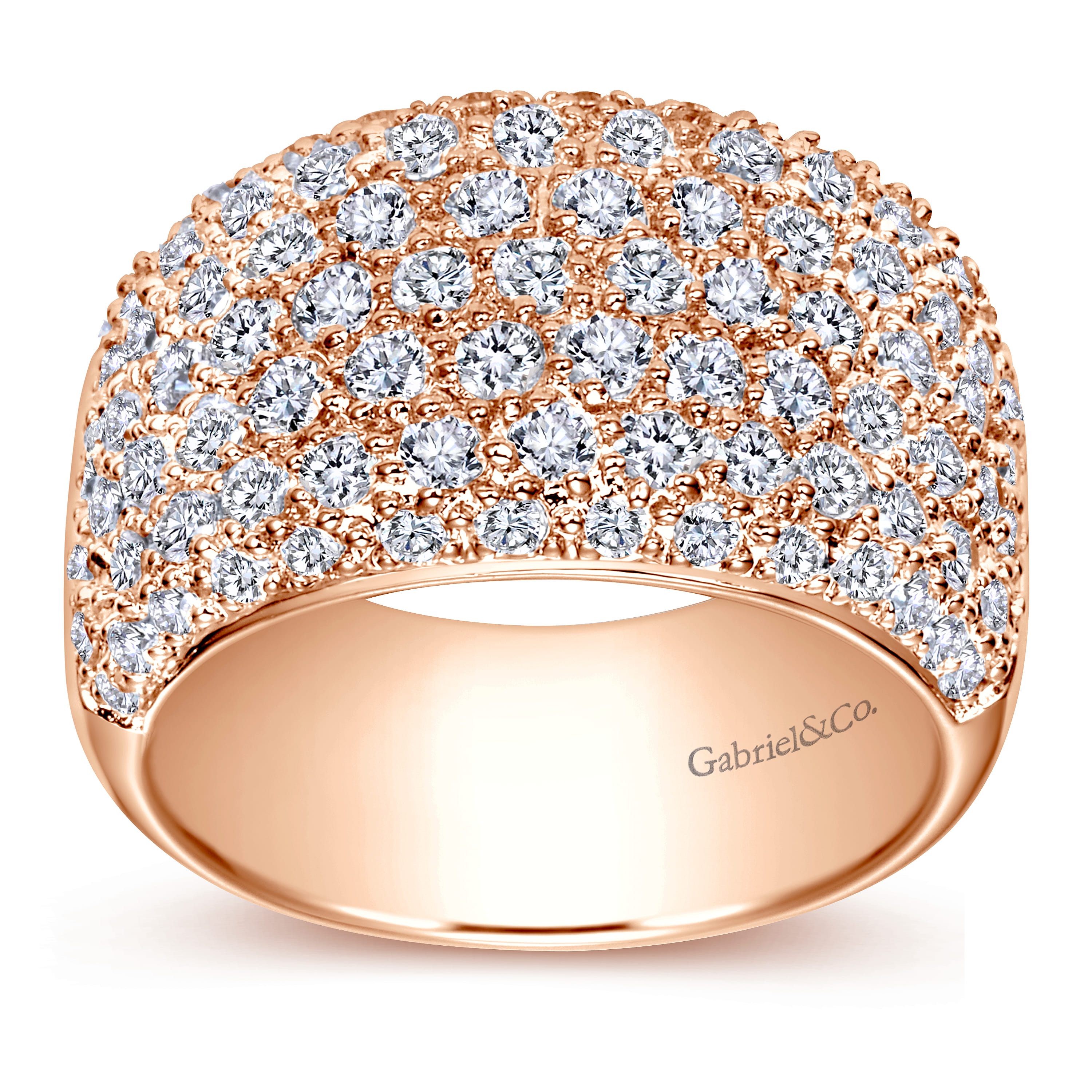 Fancy Wedding Ring in 14k Rose Gold with Round Natural Diamond at Gabriel & Co. - Shot 5