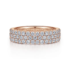 Wide 14K Rose Gold Prong Set Diamond Anniversary Band