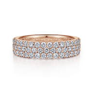 Wide 14K Rose Gold Prong Set Diamond Anniversary Band