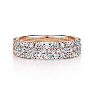 Wide 14K Rose Gold Prong Set Diamond Anniversary Band