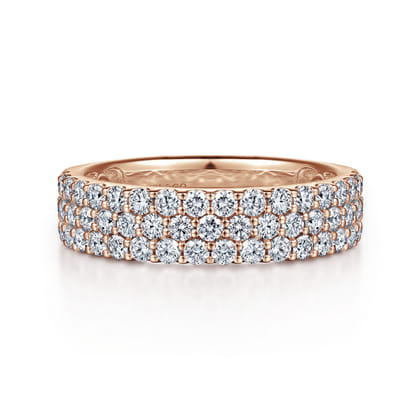 Wide 14K Rose Gold Prong Set Diamond Anniversary Band