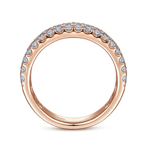 Wide 14K Rose Gold Prong Set Diamond Anniversary Band