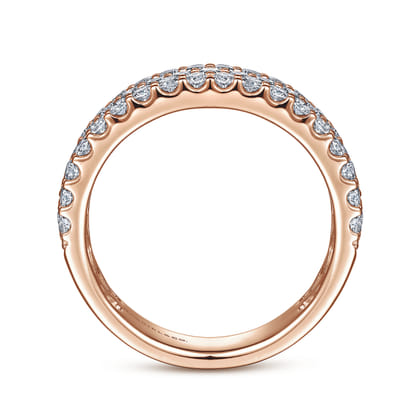 Wide 14K Rose Gold Prong Set Diamond Anniversary Band
