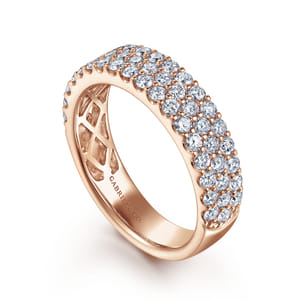 Wide 14K Rose Gold Prong Set Diamond Anniversary Band