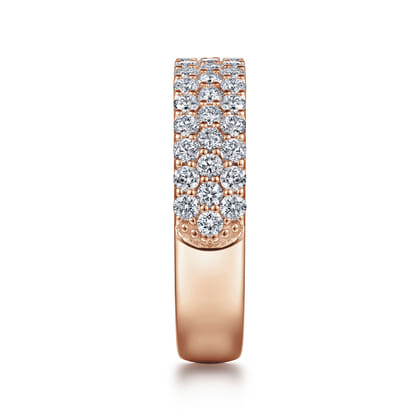 Wide 14K Rose Gold Prong Set Diamond Anniversary Band