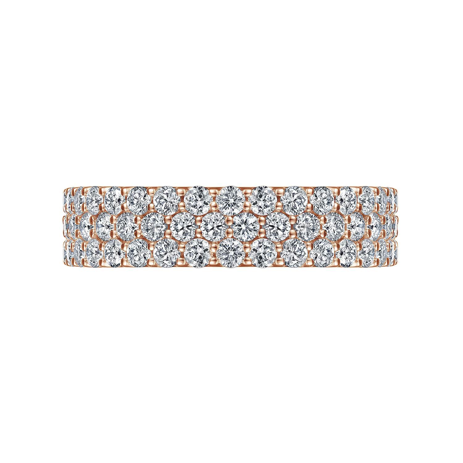 Wide 14K Rose Gold Prong Set Diamond Anniversary Band