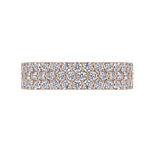 Wide 14K Rose Gold Prong Set Diamond Anniversary Band