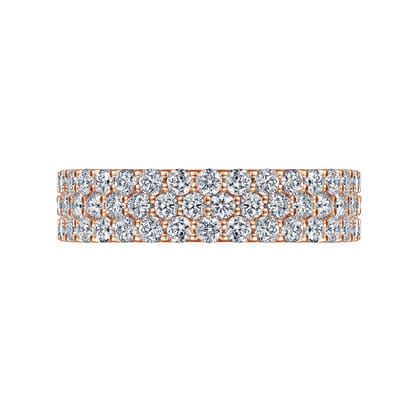 Wide 14K Rose Gold Prong Set Diamond Anniversary Band