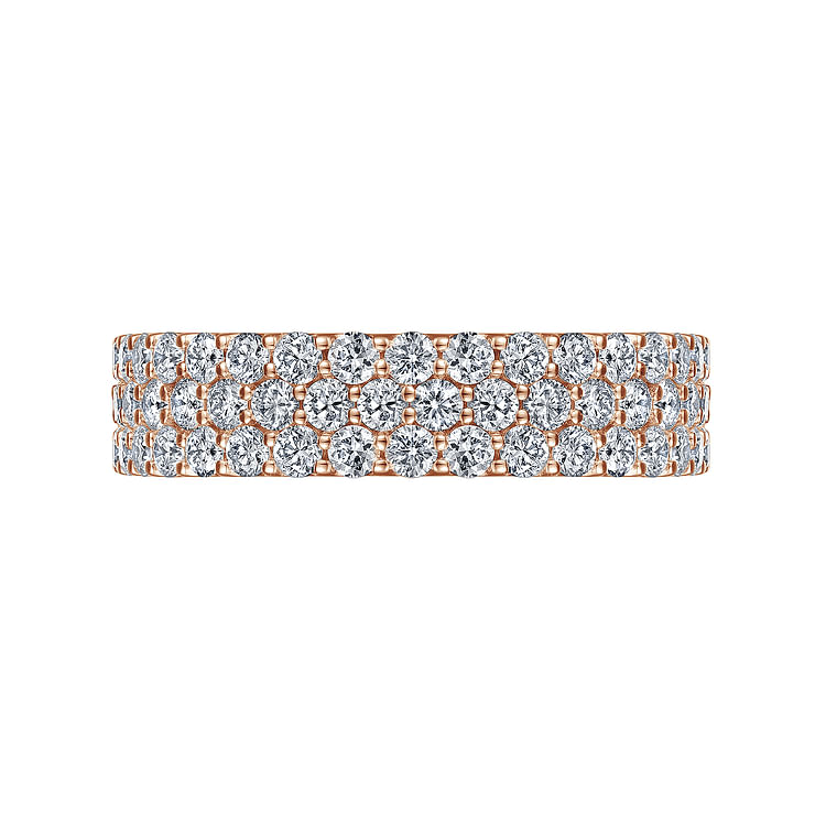 Wide 14K Rose Gold Prong Set Diamond Anniversary Band