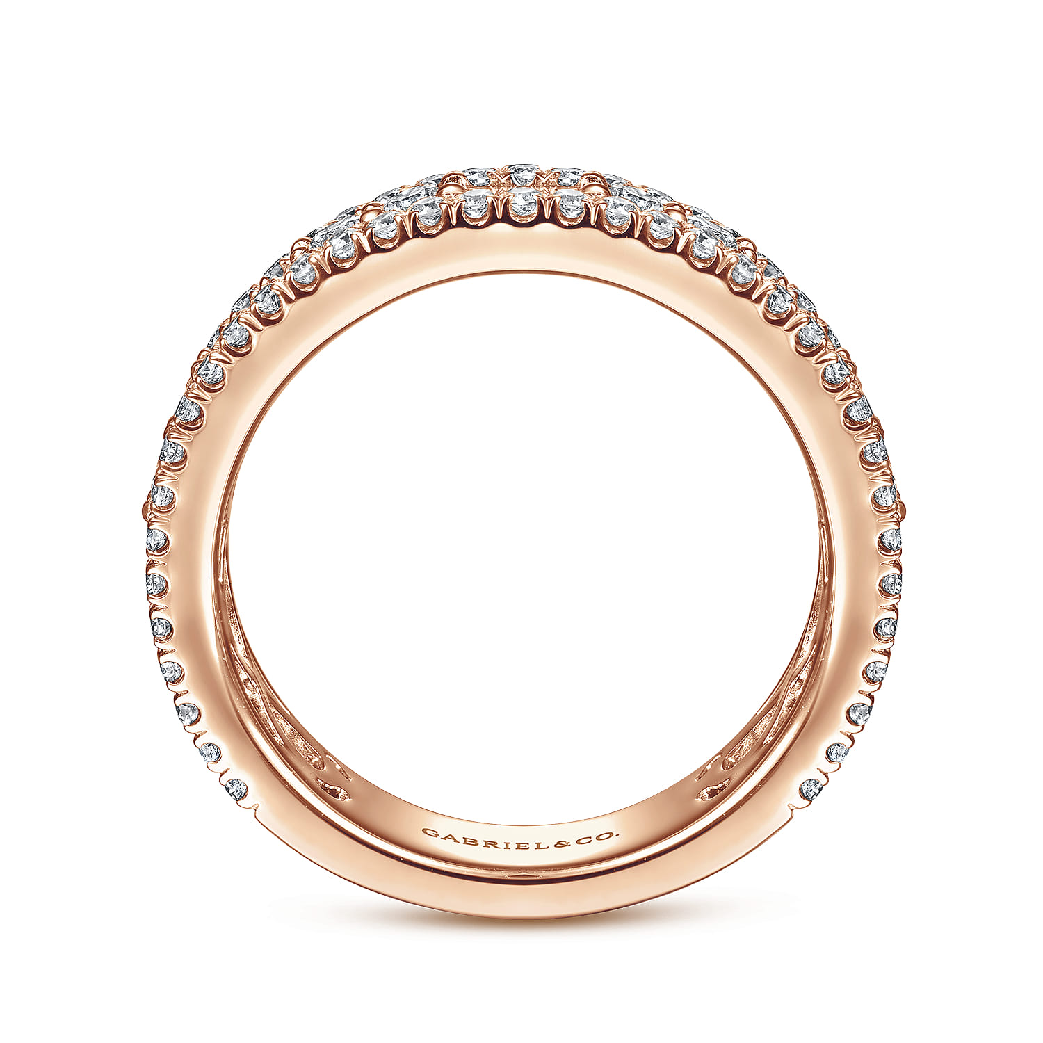 Fancy Wedding Ring in 14k Rose Gold with Baguette Natural Diamond at Gabriel & Co. - Shot 2