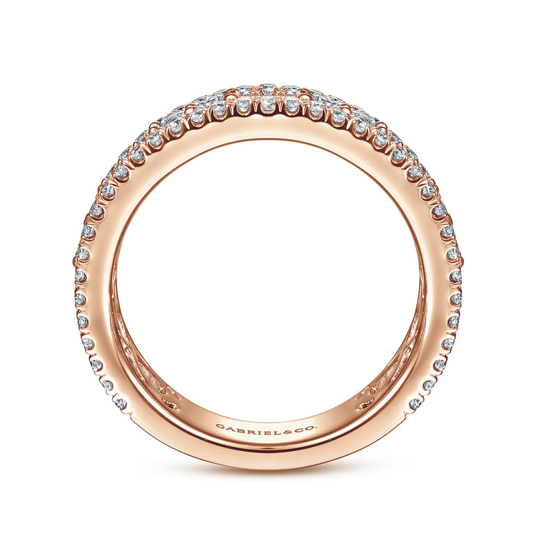 Fancy Wedding Ring in 14k Rose Gold with Baguette Natural Diamond at Gabriel & Co. - Shot 2