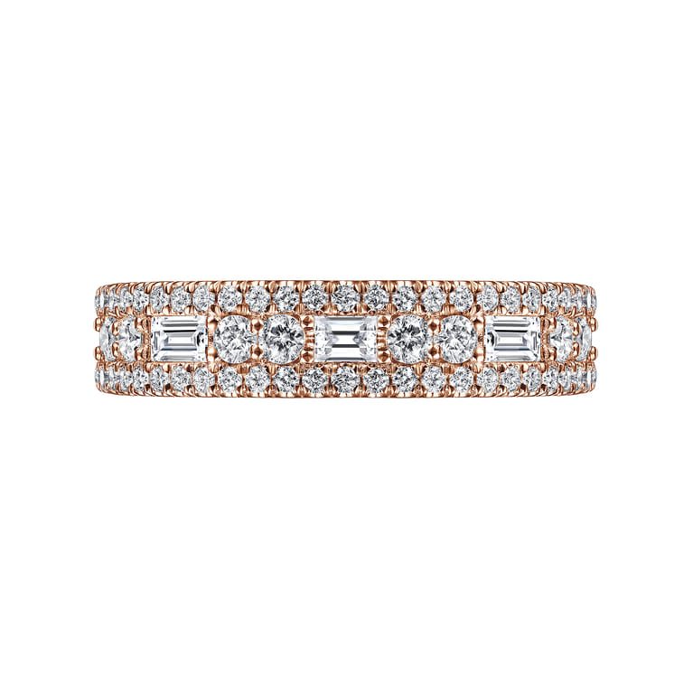 Fancy Wedding Ring in 14k Rose Gold with Baguette Natural Diamond at Gabriel & Co. - Shot 6
