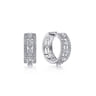 Wide 14K White Gold 15mm 3 Row Diamond Huggie Earrings - 1 ct