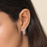 Wide 14K White Gold 15mm 3 Row Diamond Huggie Earrings - 1 ct