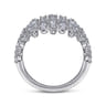 Wide 14K White Gold Baguette and Round Diamond Cage Ring - 1.8 ct
