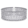 Wide 14K White Gold Cage Cuff Bracelet with Diamond Stations - 1.43 ct