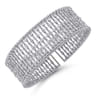Wide 14K White Gold Cage Cuff Bracelet with Diamond Stations - 1.43 ct
