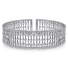 Wide 14K White Gold Cage Cuff Bracelet with Diamond Stations - 0.86 ct