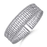 Wide 14K White Gold Cage Cuff Bracelet with Diamond Stations - 0.86 ct