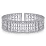 Wide 14K White Gold Cage Cuff Bracelet with Diamond Stations - 0.86 ct