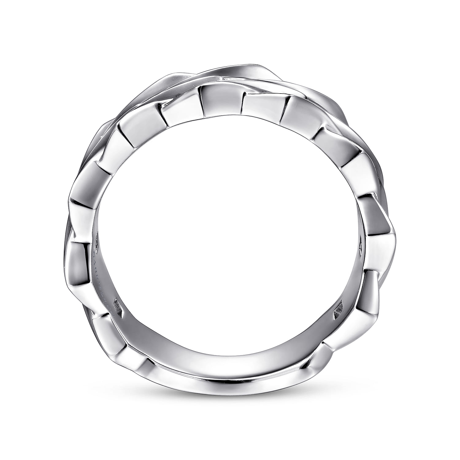 Wide 14K White Gold Chain Link Band in High Polished Finish - Shot 2