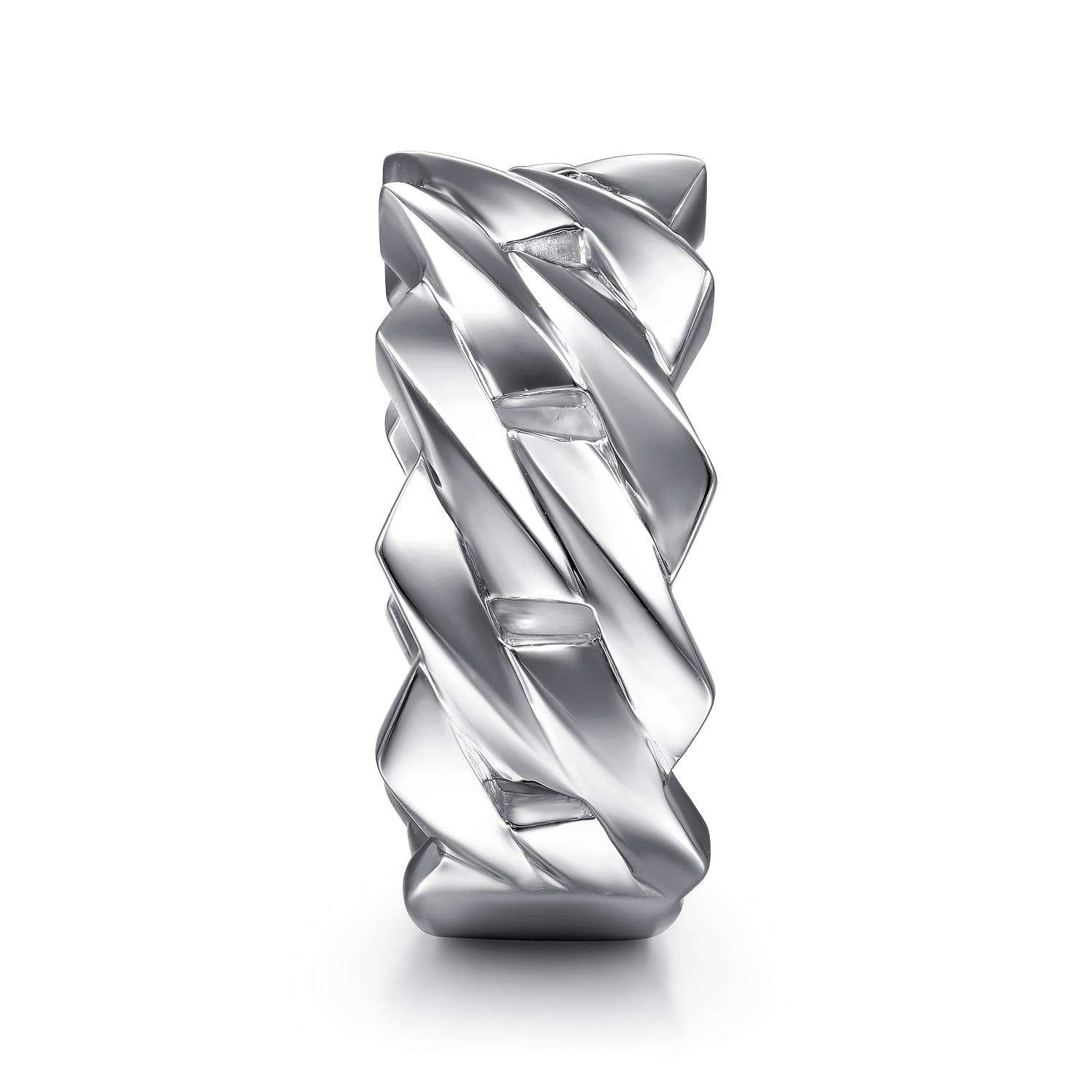 Wide 14K White Gold Chain Link Band in High Polished Finish - Shot 4