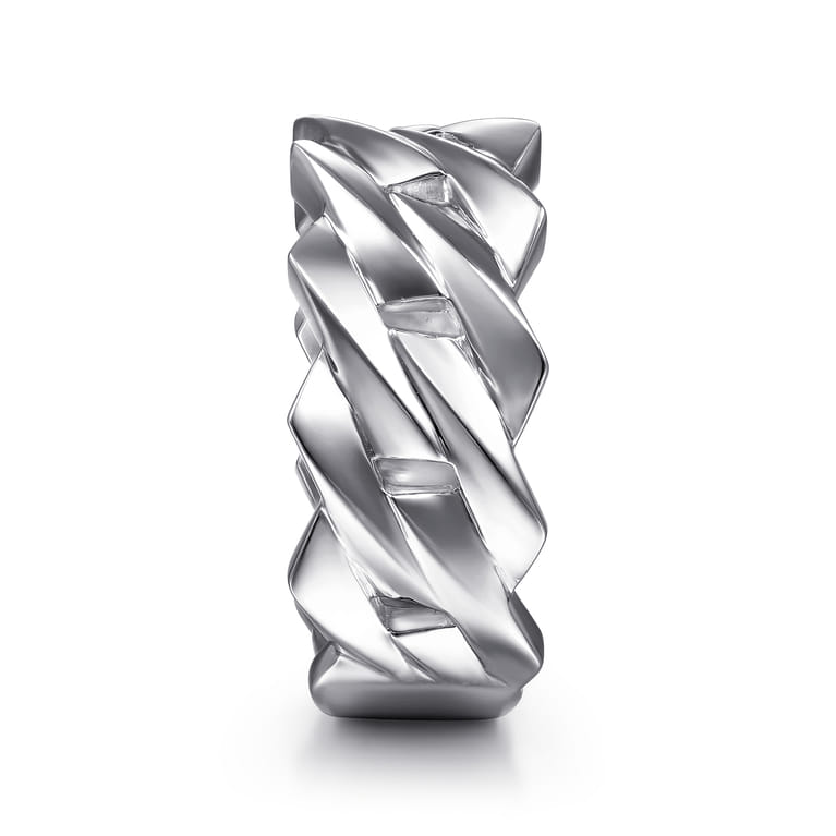 Wide 14K White Gold Chain Link Band in High Polished Finish - Shot 4