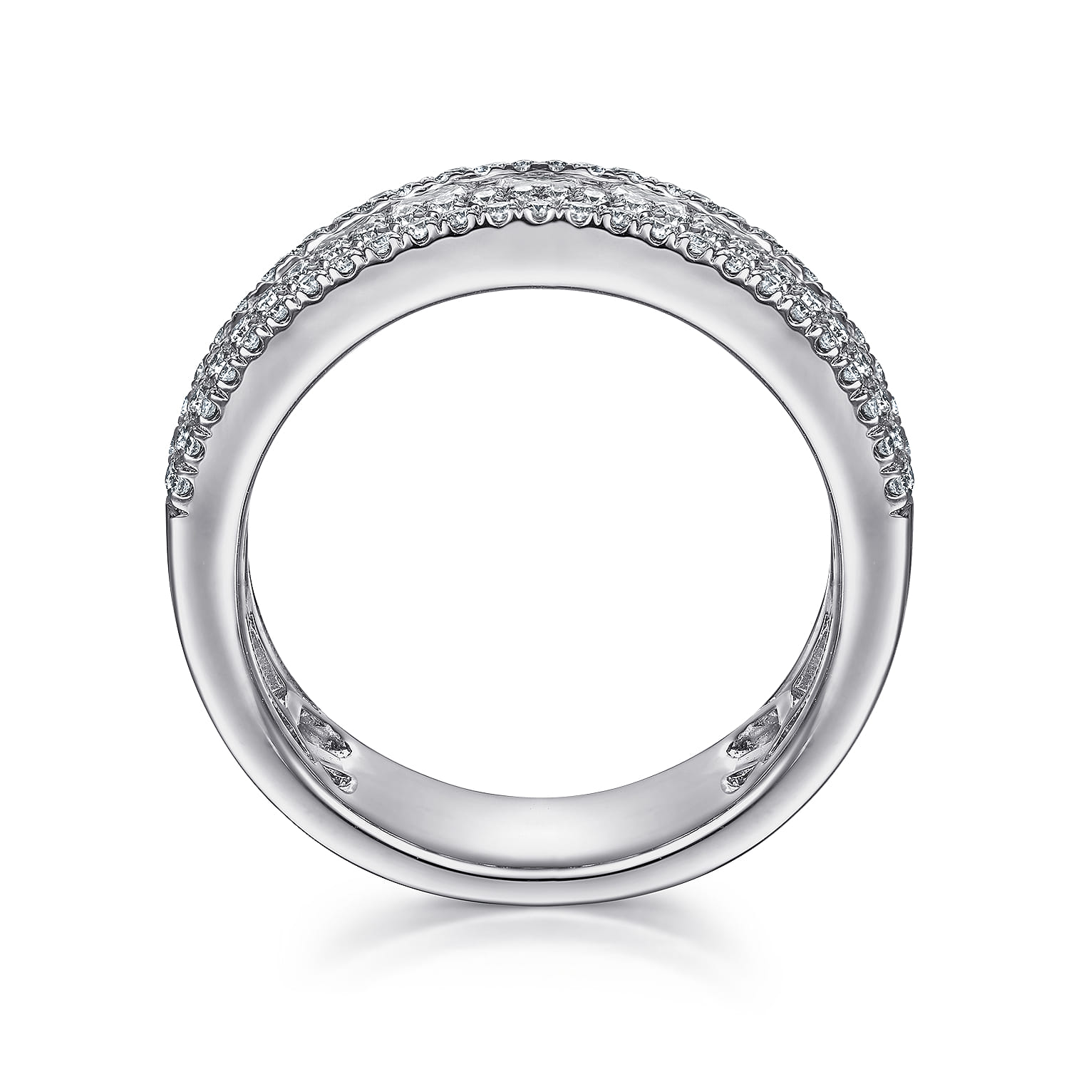 Fancy Wedding Ring in 14k White Gold with Princess Cut Natural Diamond at Gabriel & Co. - Shot 2