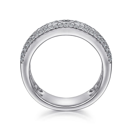 Wide 14K White Gold Channel Set Diamond Anniversary Band with Round and Princess Cut Diamonds