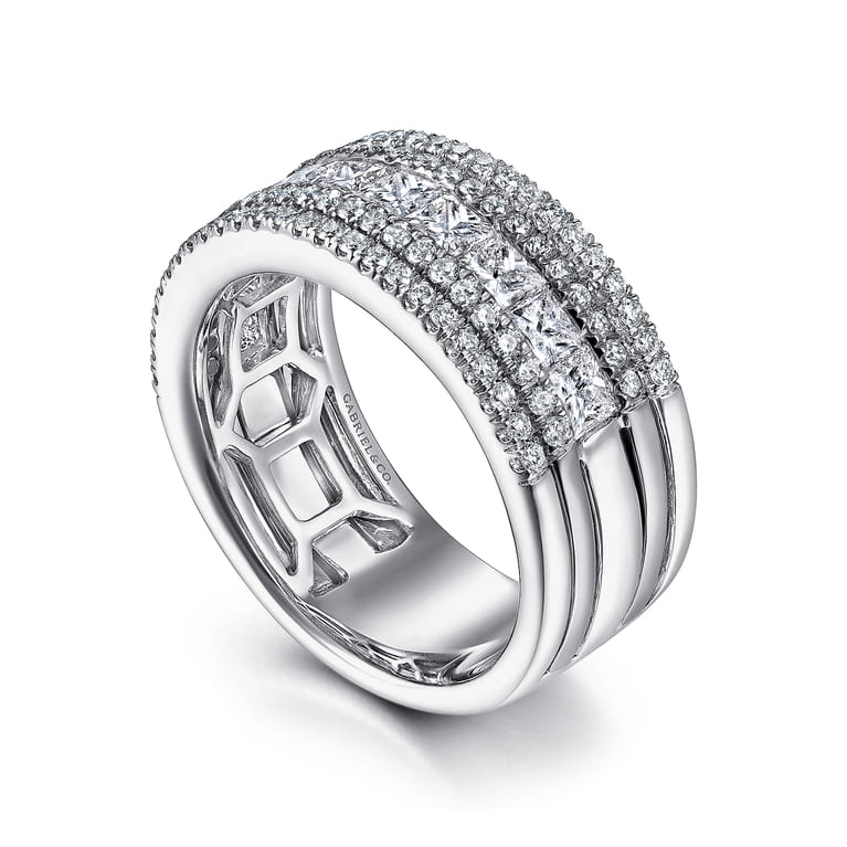 Fancy Wedding Ring in 14k White Gold with Princess Cut Natural Diamond at Gabriel & Co. - Shot 3