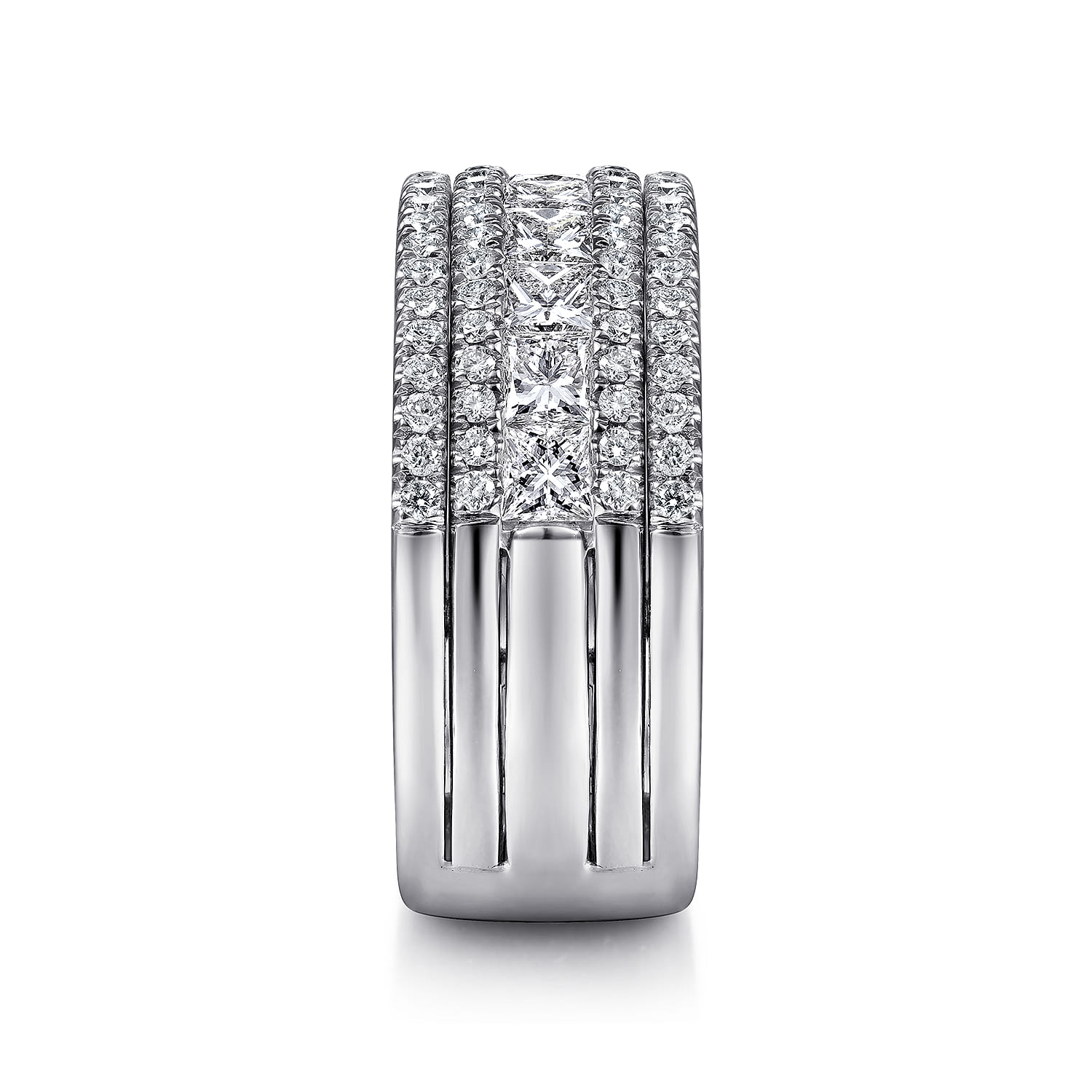 Fancy Wedding Ring in 14k White Gold with Princess Cut Natural Diamond at Gabriel & Co. - Shot 4