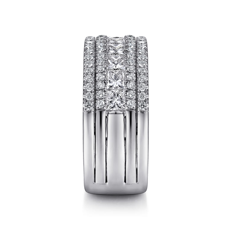 Fancy Wedding Ring in 14k White Gold with Princess Cut Natural Diamond at Gabriel & Co. - Shot 4