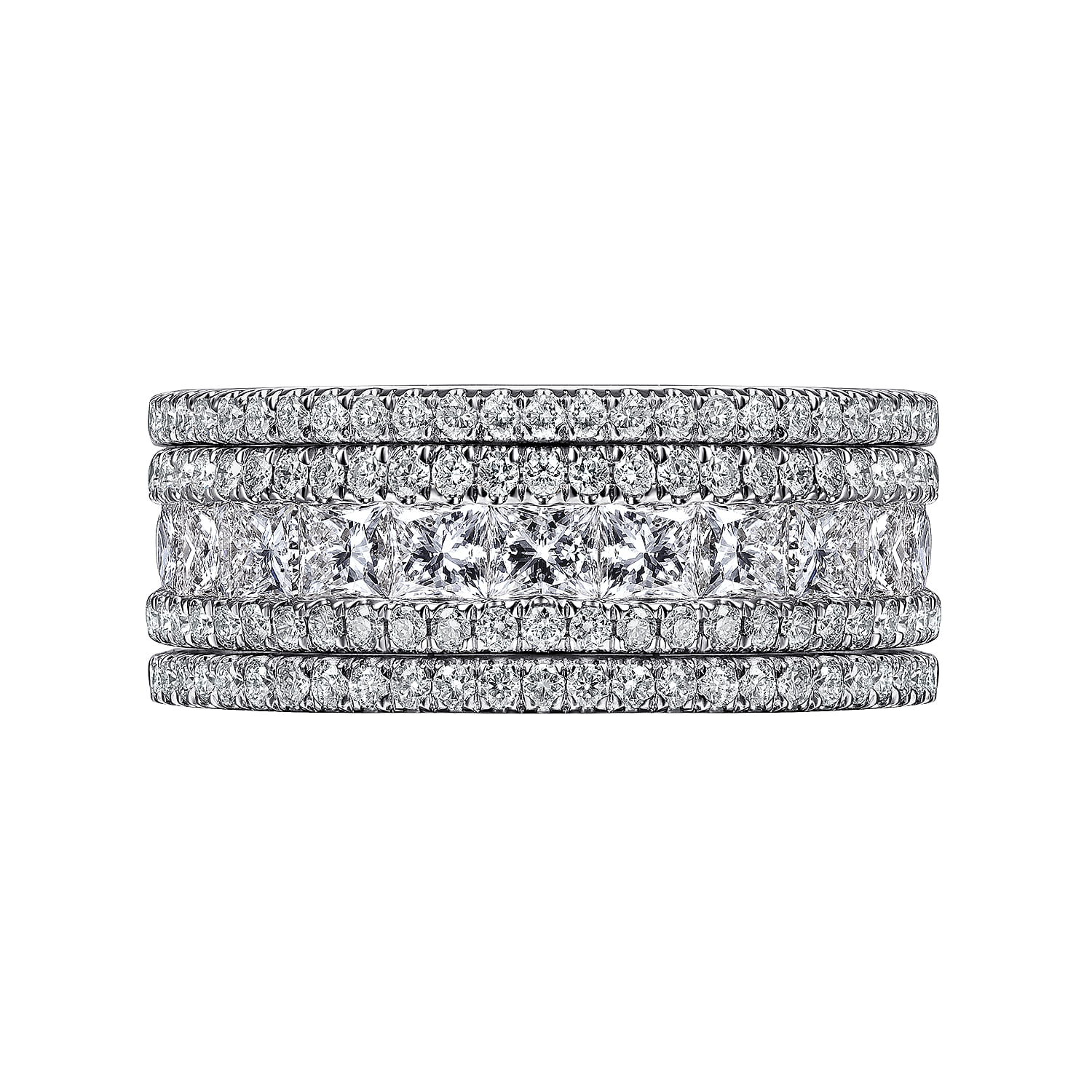 Fancy Wedding Ring in 14k White Gold with Princess Cut Natural Diamond at Gabriel & Co. - Shot 5