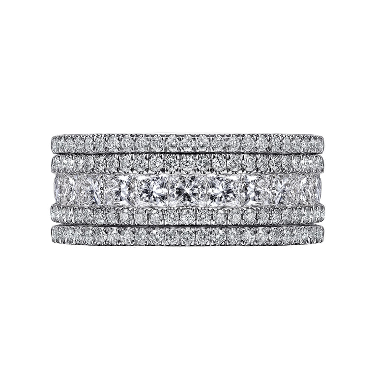 Fancy Wedding Ring in 14k White Gold with Princess Cut Natural Diamond at Gabriel & Co. - Shot 5