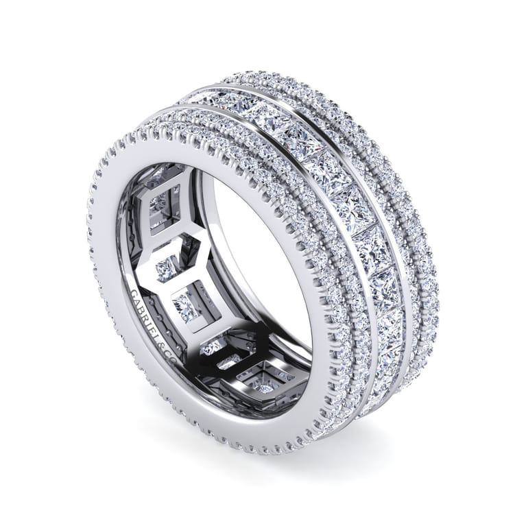 Eternity Band Wedding Ring in 14k White Gold with Round Natural Diamond at Gabriel & Co. - Shot 3