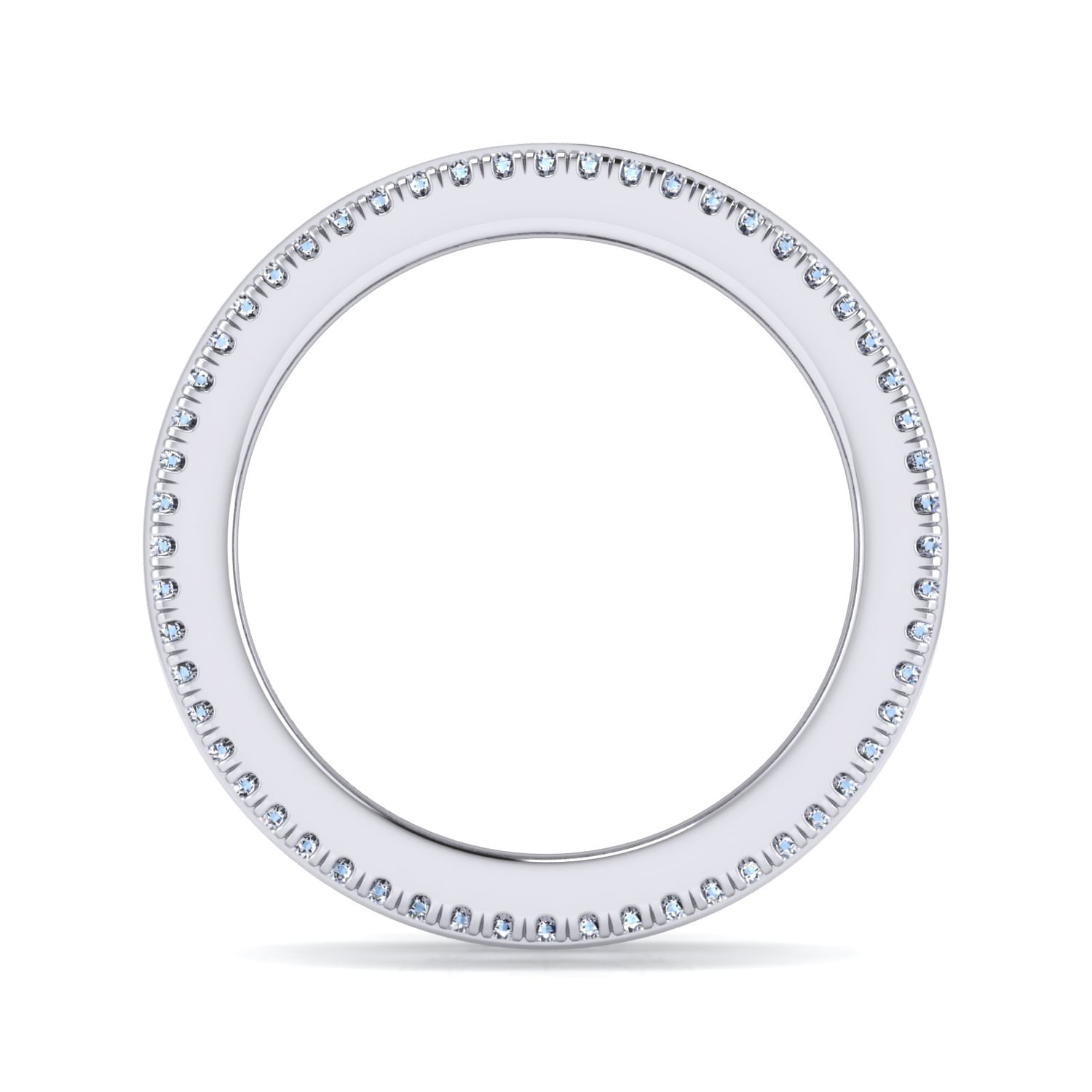 Wide 14K White Gold Channel Set Diamond Anniversary Band with Round and Princess Cut Diamonds