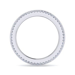 Wide 14K White Gold Channel Set Diamond Anniversary Band with Round and Princess Cut Diamonds