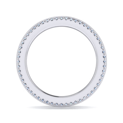 Wide 14K White Gold Channel Set Diamond Anniversary Band with Round and Princess Cut Diamonds