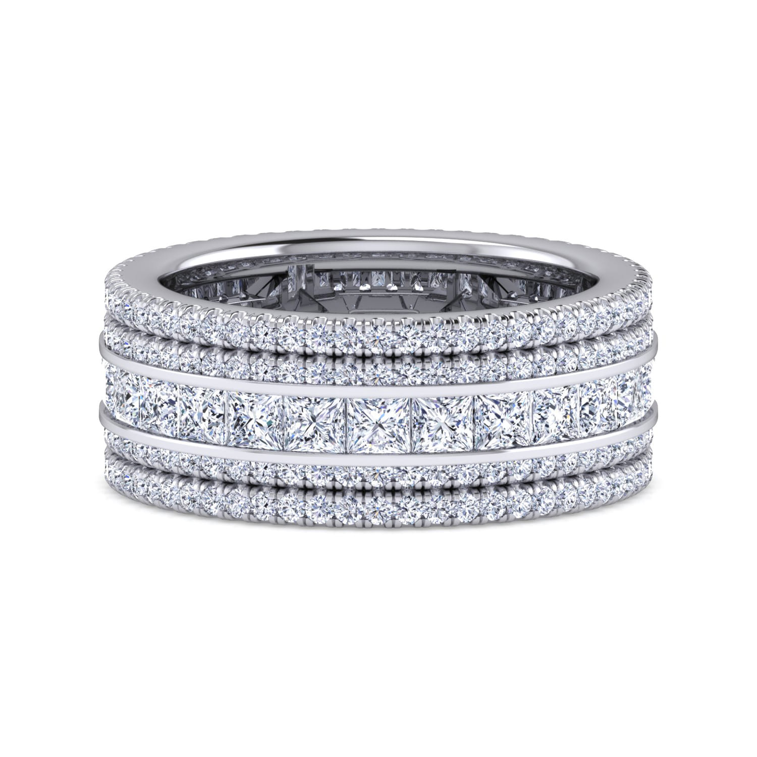 Eternity Band Wedding Ring in 14k White Gold with Round Natural Diamond at Gabriel & Co. - Shot 1