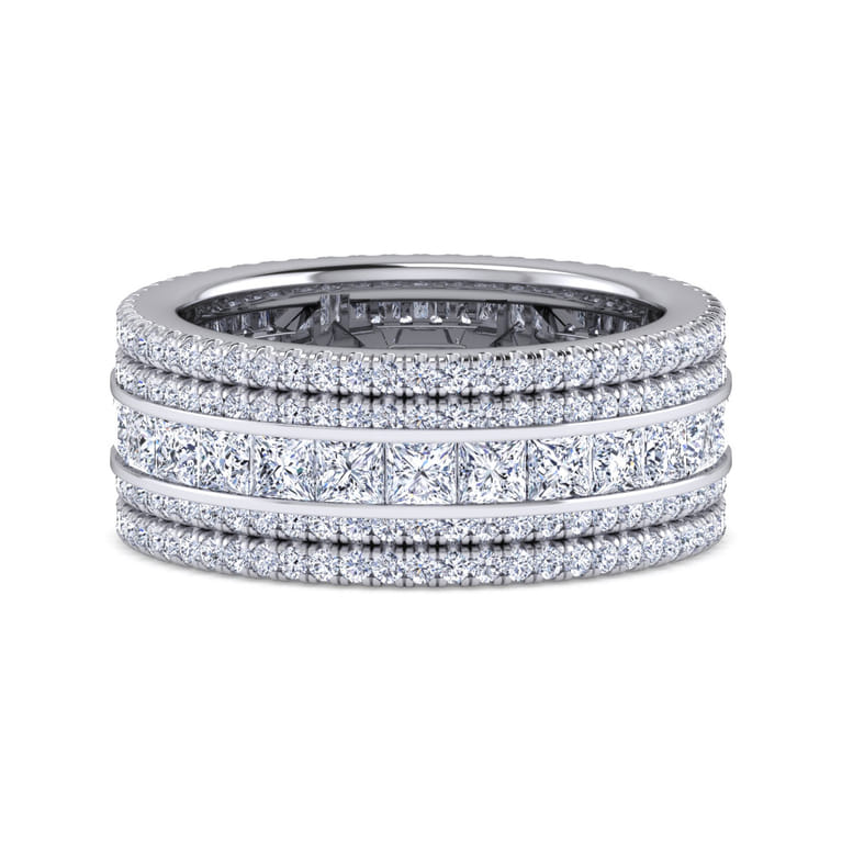 Eternity Band Wedding Ring in 14k White Gold with Round Natural Diamond at Gabriel & Co. - Shot 1