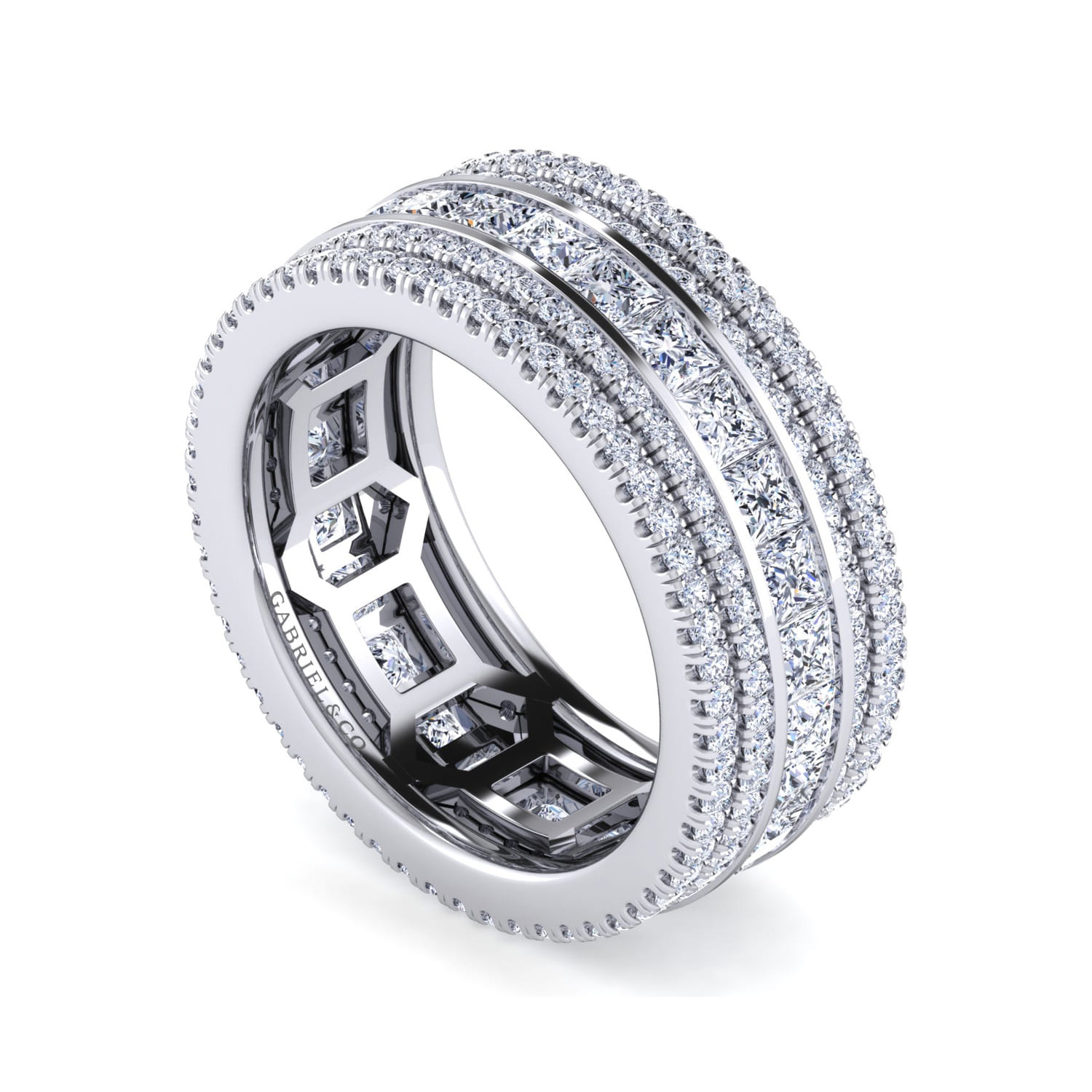 Eternity Band Wedding Ring in 14k White Gold with Round Natural Diamond at Gabriel & Co. - Shot 3