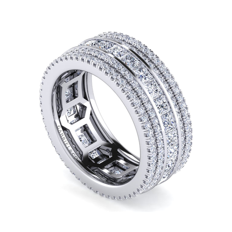 Eternity Band Wedding Ring in 14k White Gold with Round Natural Diamond at Gabriel & Co. - Shot 3
